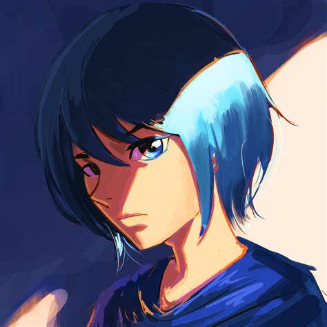 Safebooru 1other Absurdres Androgynous Blue Eyes Blue Hair Blue Robe
