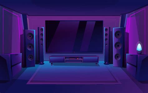 Home Theater With Big Music Speakers Game Room Interior Night