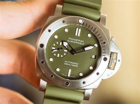 Panerai Submersible Verde Militare Pam1055 Steel 42mm Green Dial And