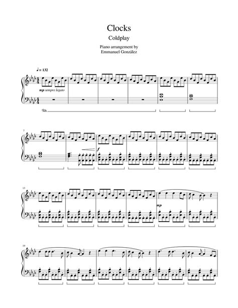 Clocks Coldplay Piano Solo Arrangement Sheet Music For Piano Solo