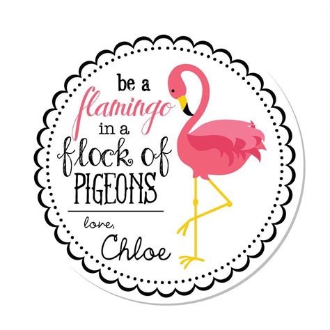 Personalized Stickers -- Flamingo -- Party Favor Stickers, Personalized Labels, Personalized Boo ...