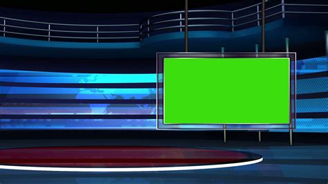 News Tv Studio Set 78 Virtual Green Screen Background Loop Stock Video