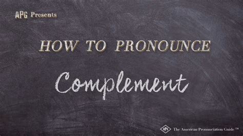 How To Pronounce Complement Real Life Examples Youtube