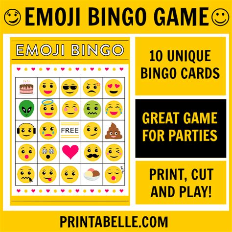 Emoji Bingo Printable Game Printabelle