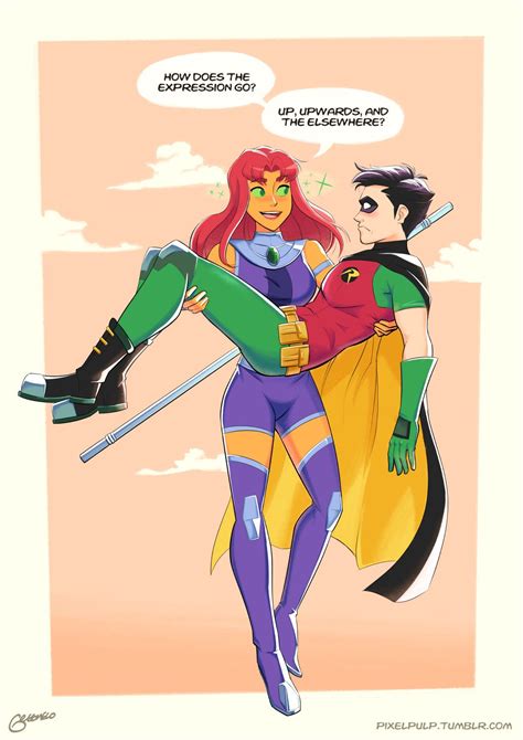 P Put Him Down Before The Rest Of The Guys See Robin Starfire Teen