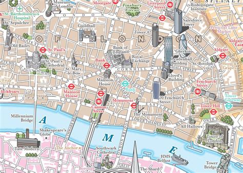 Illustrated Map Of Central London On Behance Illustrated Map Central London Map London Map