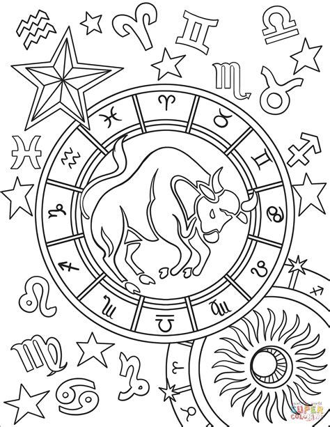Pypus is now on the social networks, follow him and get latest free coloring pages and much more. Taurus Zodiac Sign coloring page | Free Printable Coloring ...