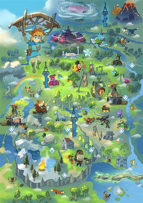 Legend Of Zelda Breath Of The Wild Map Art The Legend Of Zelda Legend