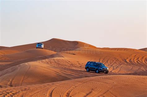 Dune Bashing At Desert Safari On Sunset Dubai Uae Editorial Photography