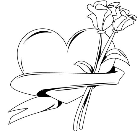 Best rose coloring pages free 2943 printable coloringace. Free Drawings Of Hearts With Banners, Download Free Clip ...