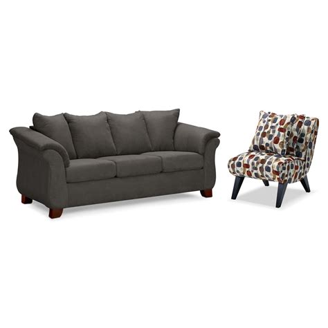 Adrian Sofa And Accent Chair Set Graphite Value City Furniture And