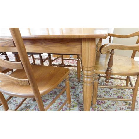 S Bent Bros Solid Oak Dining Set ~ Kitchen Table And 6 Ladder Back