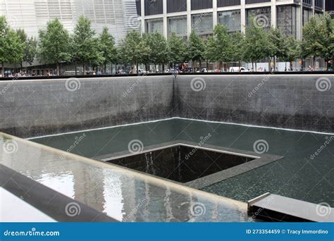 One Of The Reflecting Pools Of The National September 11 Memorial In