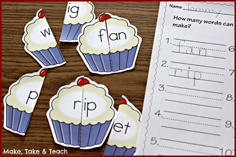 A Sweet Little Freebie For Learning Cvc Words Make Take And Teach
