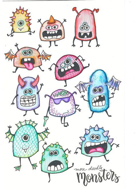 They can be used for cardmaking, notetaking, bullet journaling, scrapbooking, and simple relaxation. Please sign my Onesie! | Monster drawing, Cute monsters ...