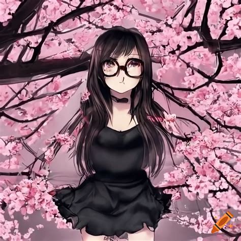 Anime Girl Sitting Under A Cherry Blossom Tree