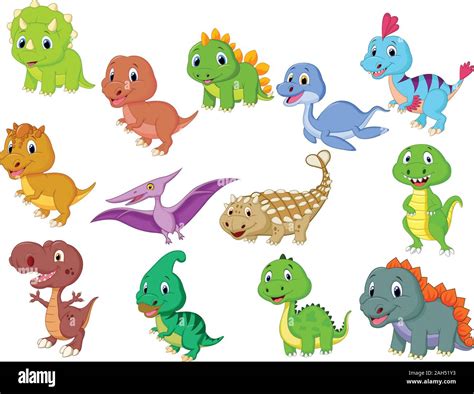 Cute Baby Dinosaurs Collection Stock Vector Image And Art Alamy