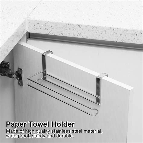 Tebru Stainless Steel Kitchen Over Door Roll Paper Holder Paper Towel
