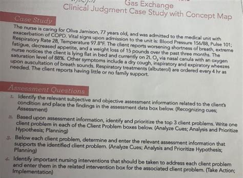 Gas Exchange Clinical Judgment Case Study With Concept Map Case Study