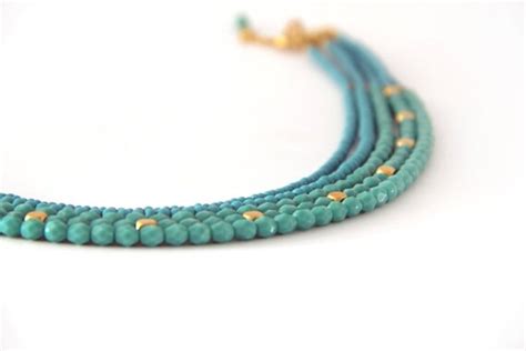 Turquoise Chocker Necklace Turquoise Beaded By Sigaldesign On Etsy
