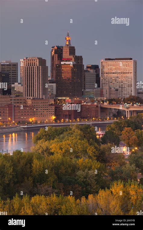 Usa Minnesota Minneapolis St Paul Elevated Skyline From