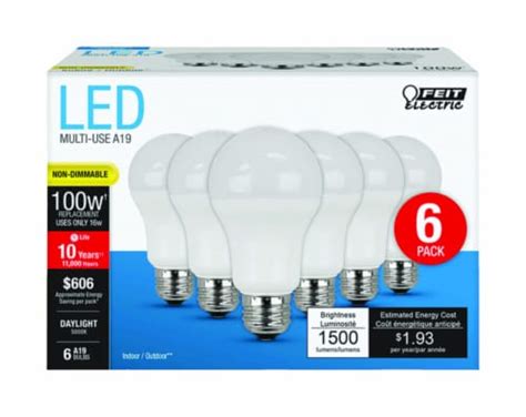 Feit Electric A19 E26 Medium Led Bulb Daylight 100 Watt Equivalence 6