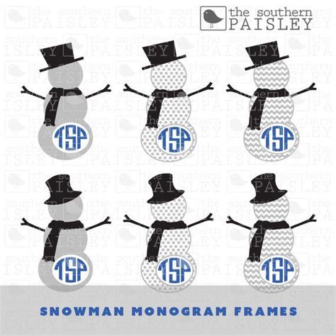 Snowman Monogram Frames Svgepsdxfai For Silhouette Etsy