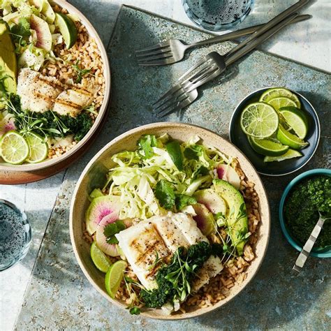 Fish Taco Bowls With Green Cabbage Slaw Cabbage Slaw Green Cabbage