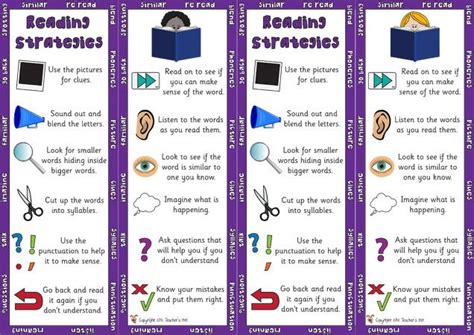 Teachers Pet Displays Reading Strategy Bookmarks Free Downloadable