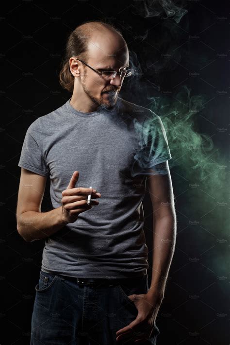 Man Smoking Cigarette Featuring Smoke Male And Caucasian High