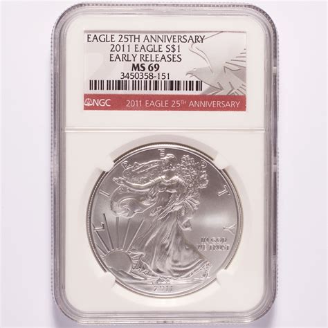 2011 Silver American Eagle Dollar Ngc Ms69 Early Releases 25th