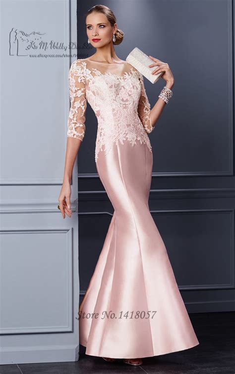 This dress is cap sleeved with illusion bateau neckline. Pink Formal Mother Groom Evening Gowns 2016 Lace Mothers ...
