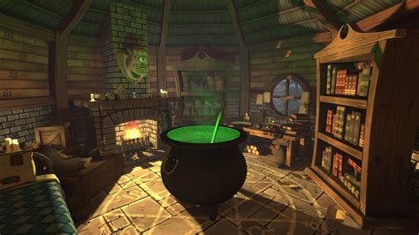 Green Cauldron Witch Room Witch Hut Witch Room Witch House