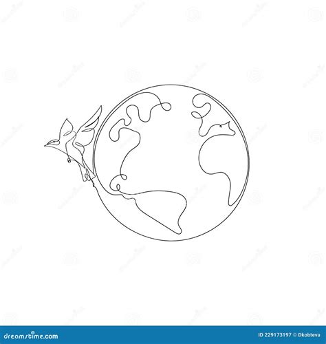 Earth Globe One Line Drawing Of World Map Vector Stock Vector