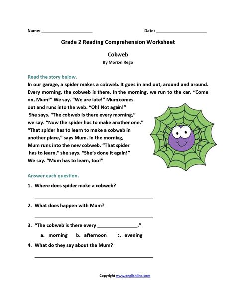 Reading Worksheets Second Grade Reading Worksheets