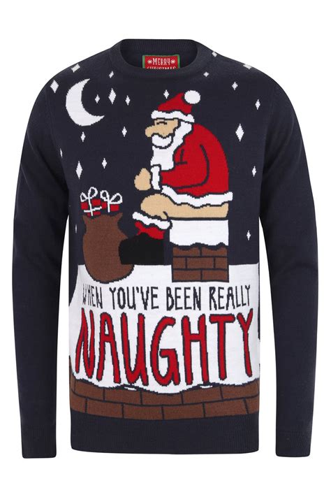 Season Greetings Mens Xmas Funny Jumper Really Naughty Santa Christmas Sweater Ebay