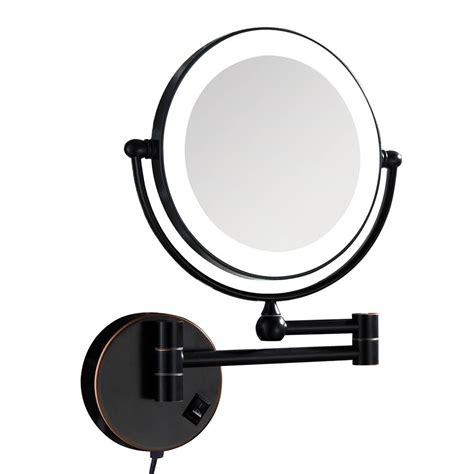 Luxury Oil Rubbed Bronze Led Lighted Wall Mount Bath Makeup Mirror With 7x Magnification