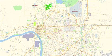 Tulsa Oklahoma Pdf Map Vector Exact City Plan Detailed Street Map