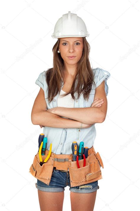 Sexy Girl With Construction Tools Stock Photo Gelpi 9629596