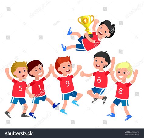Cute Vector Character Kids Sports Team Stock Vector 425966056