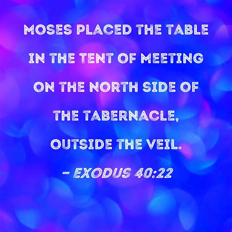 Exodus 4022 Moses Placed The Table In The Tent Of Meeting On The North