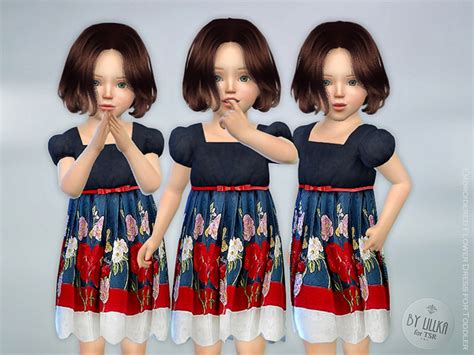 The Sims Resource Embroidered Flower Dress By Lillka • Sims 4 Downloads