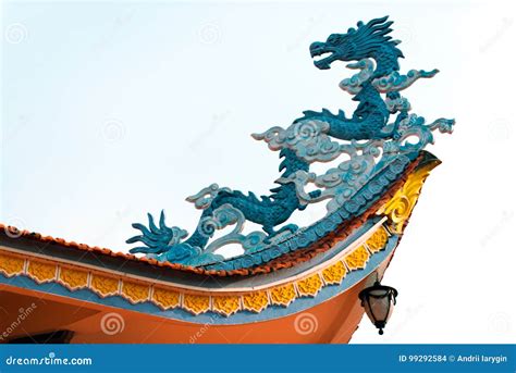 Dragon As An Architectural Detail On The Temple In Asia Stock Photo