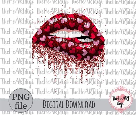 Red Valentines Day Dripping Lips Png Valentines Day Lips Etsy