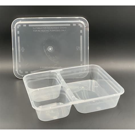 Tage 1200tc 3 Compartment Pp Lunch Box With Dome Lid 50pcs±