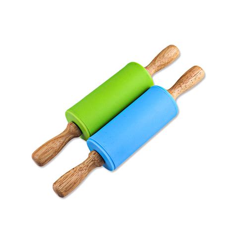 Mini Silicone Rolling Pin For Kidsnon Stick Surface Wood Handle9 Inch