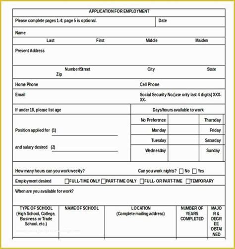 application form template   employment application templates