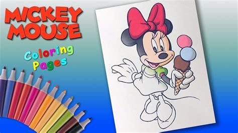 Minnie Mouse Eats Ice Cream Coloring For Girls Mickey Mouse Coloring