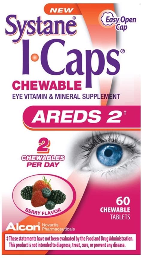 3 Pack Icaps Areds2 Eye Vitamins Chewable Tablets Berry 60 Ea