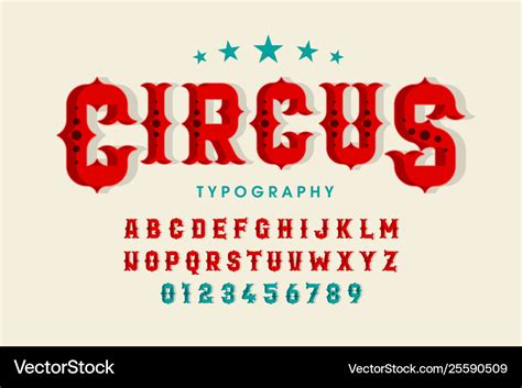 Retro Style Circus Font Alphabet Letters And Vector Image